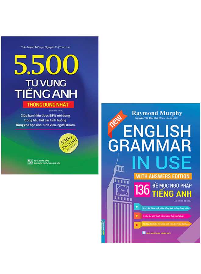 Combo 5500 Từ Vựng Tiếng Anh Thông Dụng Nhất (Bản Màu) + English Grammar In Use - 136 Đề Mục Ngữ Pháp Tiếng Anh (Bộ 2 Cuốn)