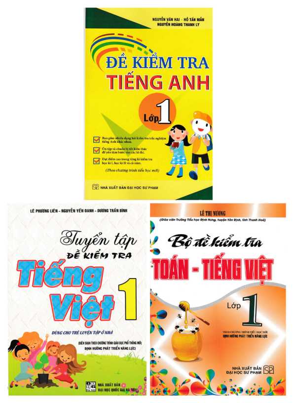 Combo Đề Kiểm Tra Toán - Tiếng Việt - Tiếng Anh Lớp 1 (Bộ 3 Cuốn)