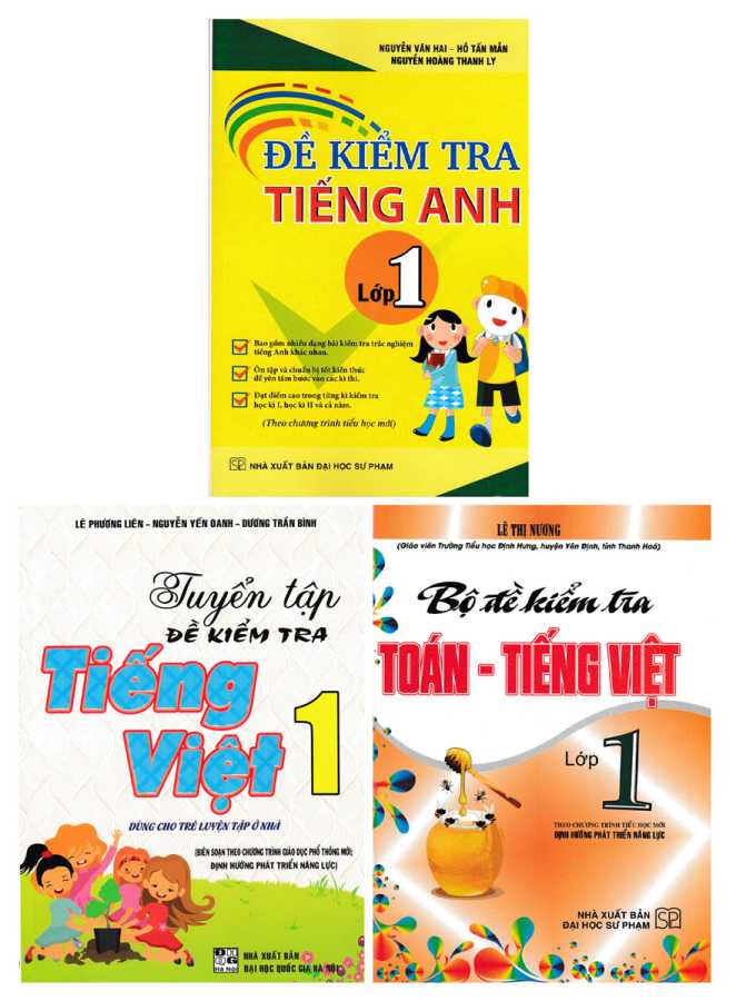 Combo Đề Kiểm Tra Toán - Tiếng Việt - Tiếng Anh Lớp 1 (Bộ 3 Cuốn)