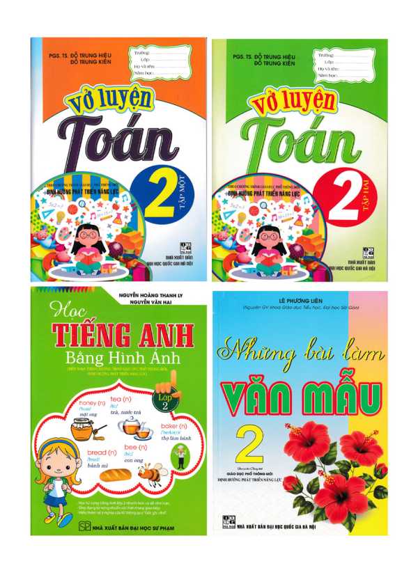 Combo Vở Luyện Toán - Học Tiếng Anh Bằng Hình Ảnh - Những Bài Làm Văn Mẫu Lớp 2 (Theo Chương Trình Giáo Dục Phổ Thông Mới Định Hướng Phát Triển Năng Lực)