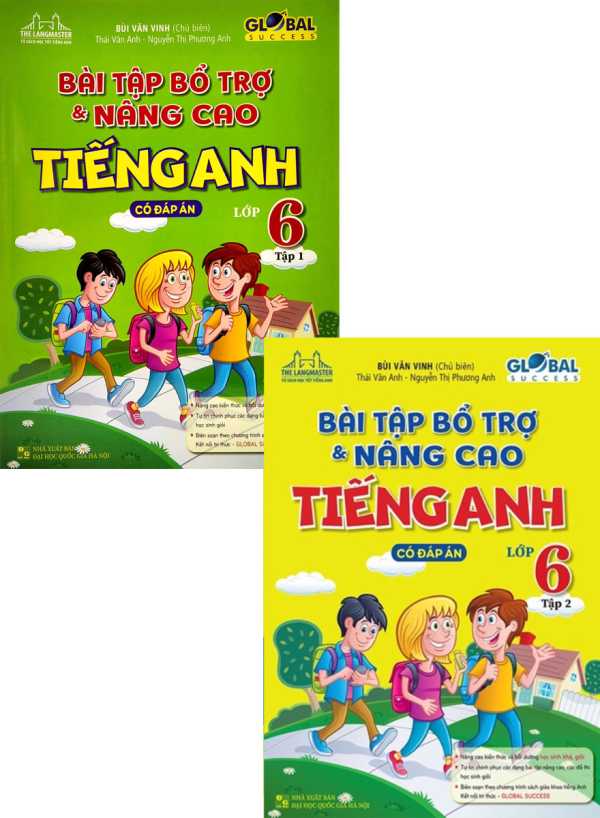 Combo The Langmaster - Bài Tập Bổ Trợ Và Nâng Cao Tiếng Anh Lớp 6 - Tập 1 + 2 (Có Đáp Án) - Global Success (Bộ 2 Cuốn)