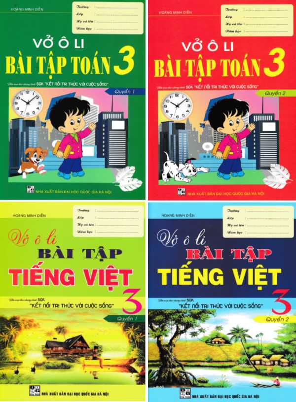 Combo Vở Ô Li Bài Tập Tiếng Việt + Toán 3 (Biên Soạn Theo Chương Trình SGK Kết Nối Tri Thức Với Cuộc Sống) (Bộ 4 Cuốn)